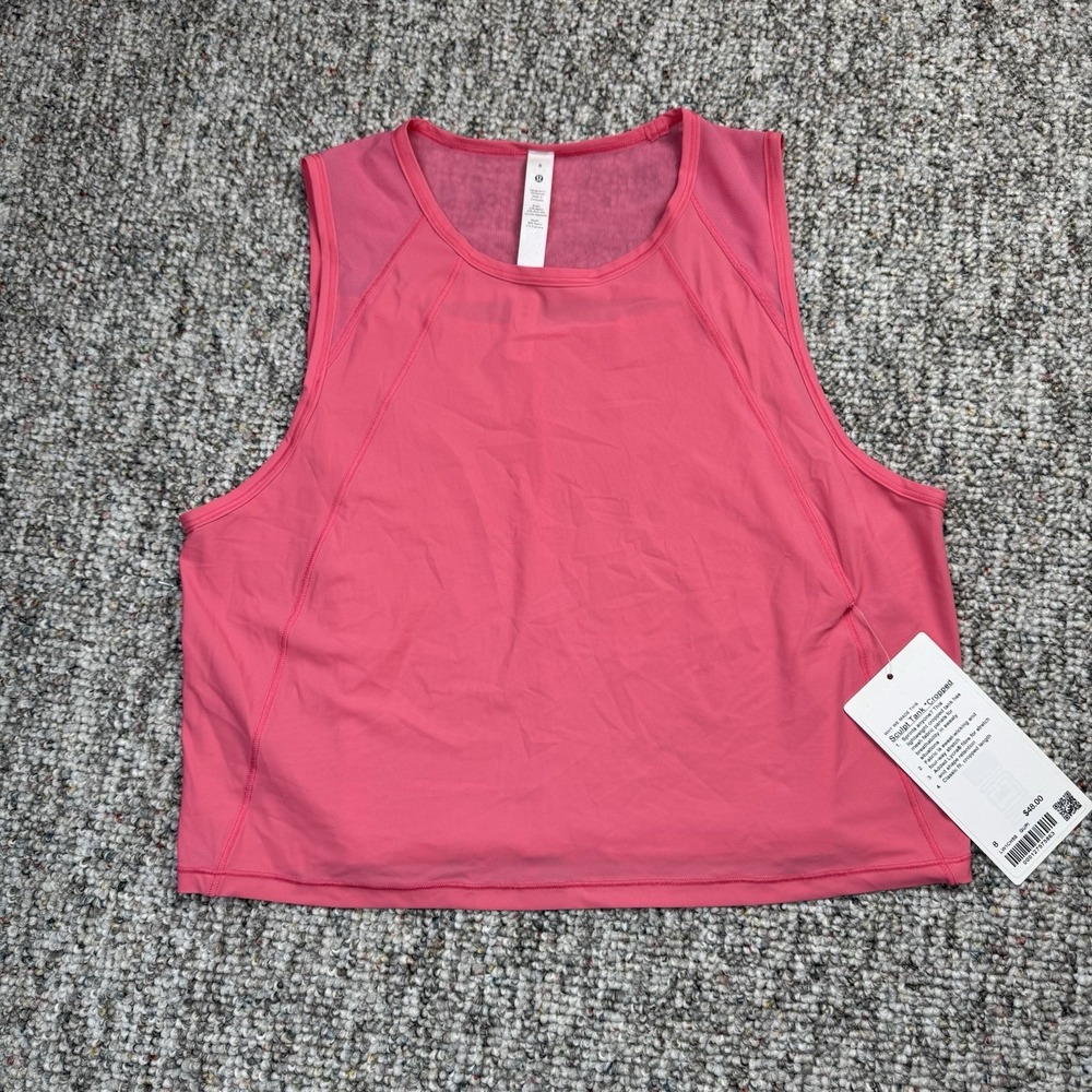 Lululemon Sculpt Cropped Tank Top Womens Size 8 Pink Quick Dry NWT